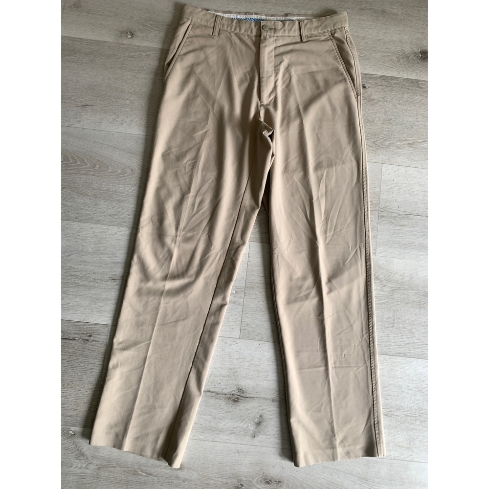 FootJoy Mens Performance Golf Pants Tan Khaki Flat Front FJ‎ Logo 32x31